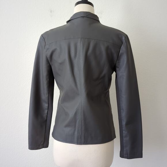 NWT BB Dakota Women's Lander Vegan Leather Gray Jacket XS Knit Undersleeve $104 - Picture 13 of 14